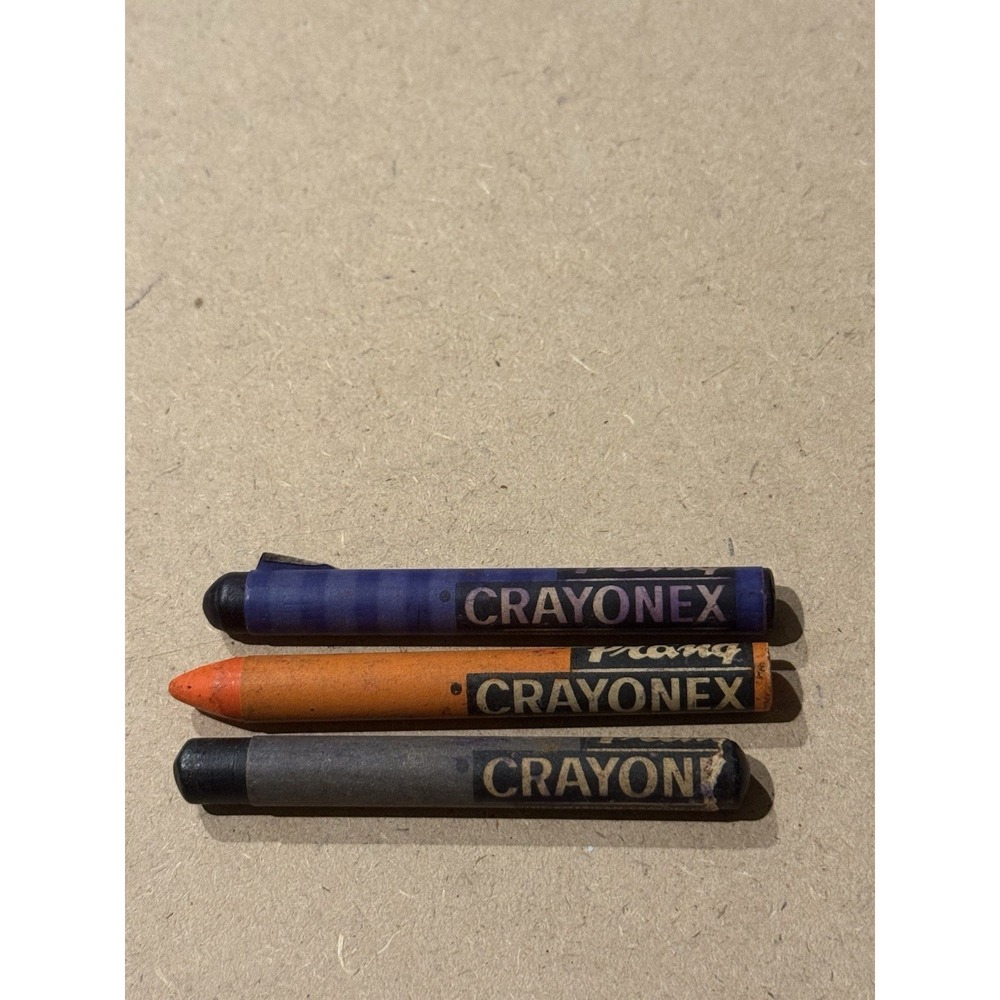 Vtg Prang Crayonex Drawing Crayons 3 large size Crayons Ohio Violet Orange Black